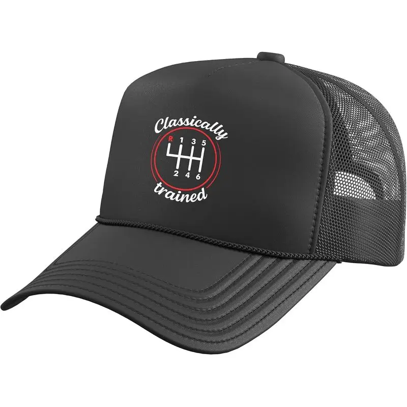 Funny Classically Trained Manual Gear Car Pedals Driving Trucker Hat with Adjustable Mesh Back