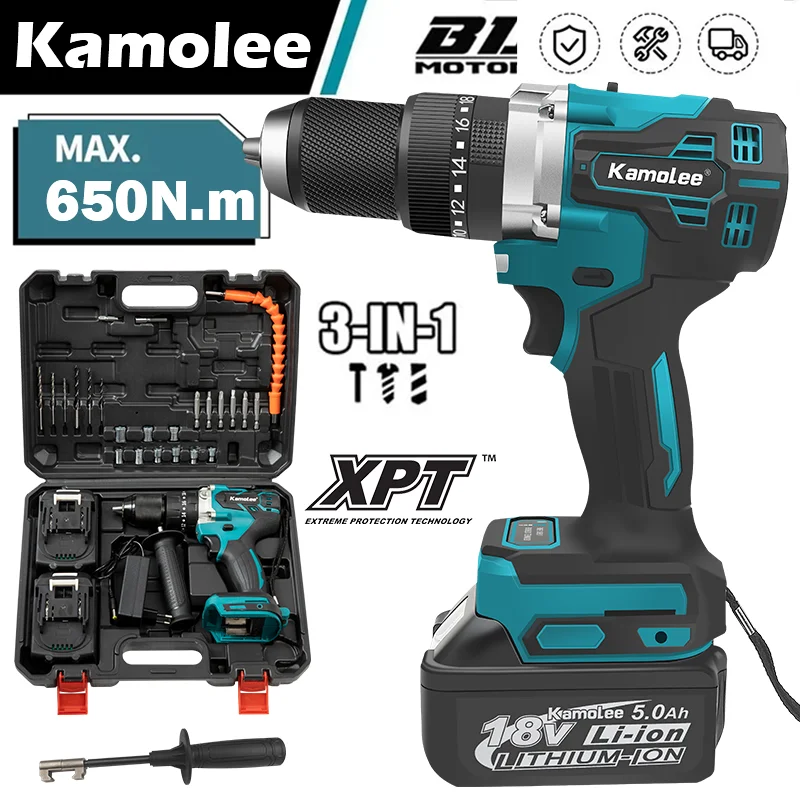 

[Icebreaker]Kamolee13MM Pro Brushless Electric Impact Drill For Ice Breaking Cordless Screwdriver Lithium Battery Charging Hand