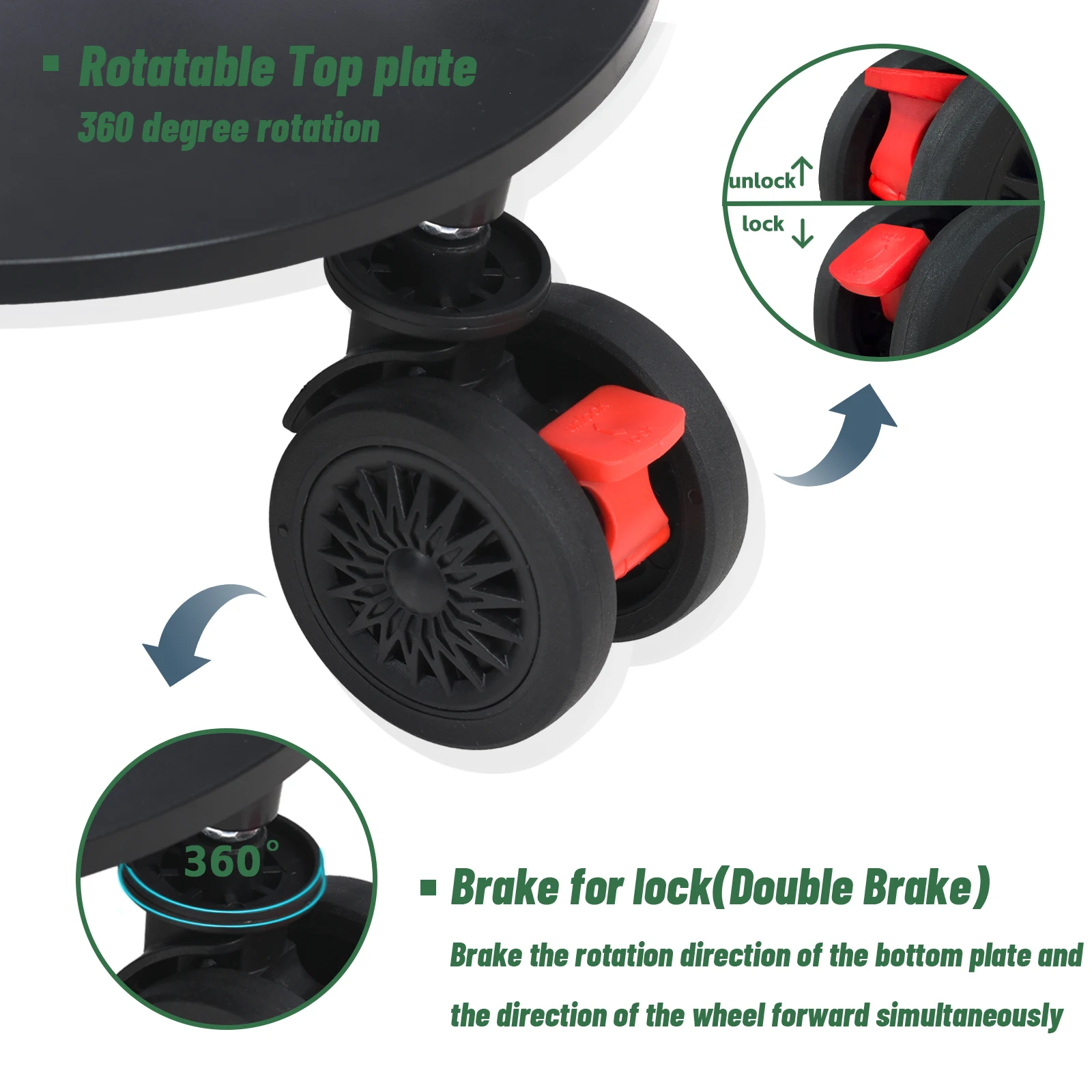 Universal Golf Bag Mobile Tray - Heavy-duty Rotating Wheel Trolley with Detachable Base Plate, Suitable for 8-10 Inch Golf Bags