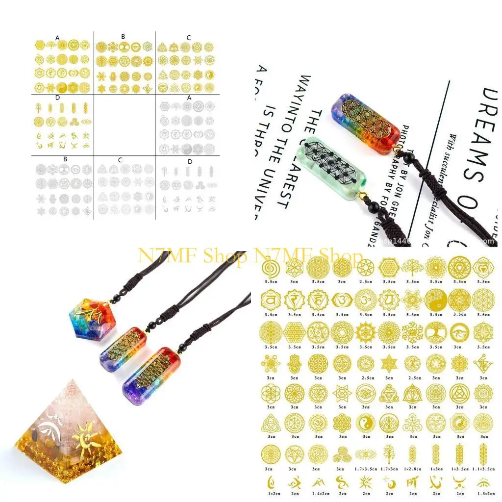 

N7MF Flower Invitation Orgonite Sticker Resin Flower Life Stickers Clear Decorate