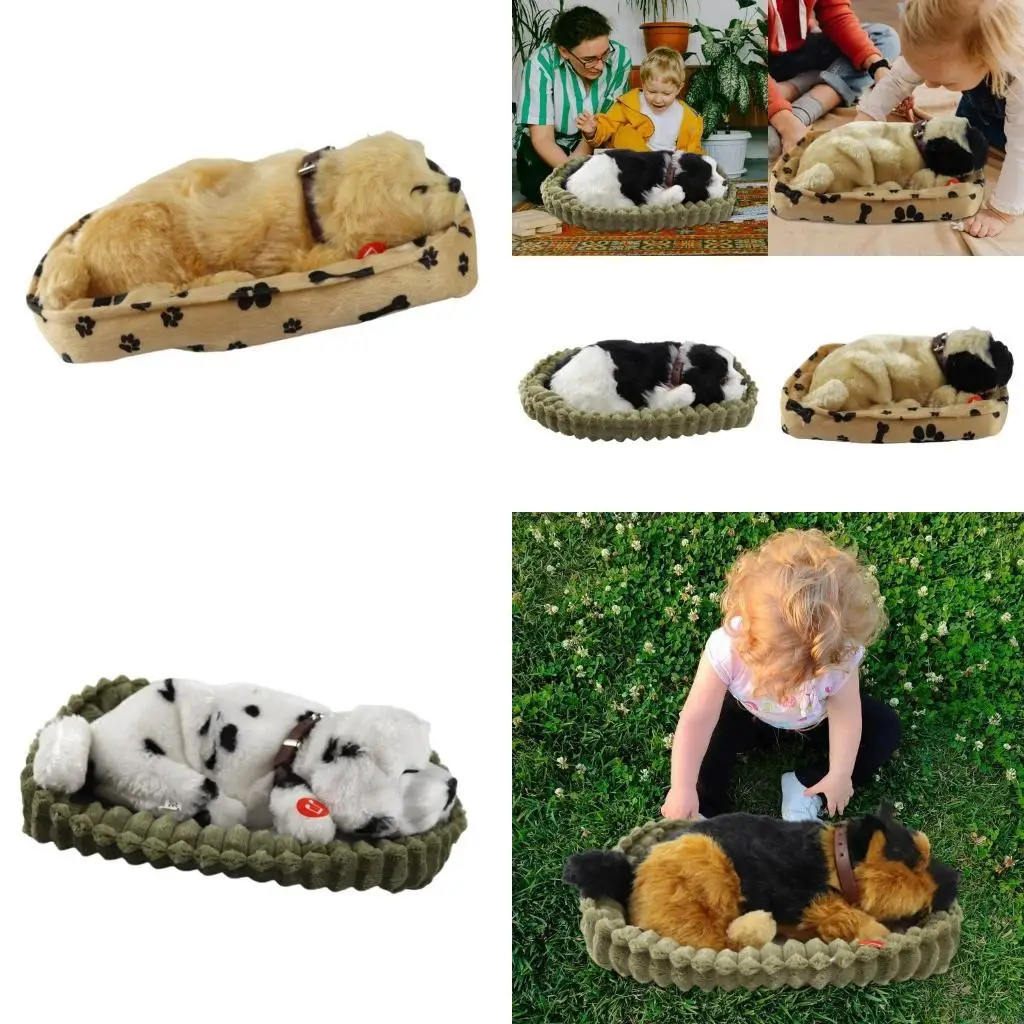 

54DA Реалистичная мягкая игрушка, дышащая, спящая, плюшевая игрушка для собак, куклы, электронные животные-компаньоны, домашнее