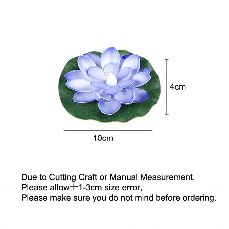 1PC Künstliche Schwimmende Lotus Nachtlicht 10cm Blume Lotus Lampe Wasserdichte Lichter Weihnachten Garten Pool Teich Brunnen Dekoration – Detail 4