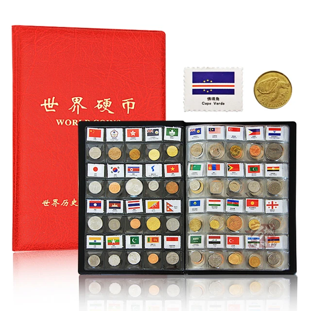 180 Coins From (150-160) Countries Album , Original Real Mint Coin with  Leather Album, World Country Collection Set Collectibles