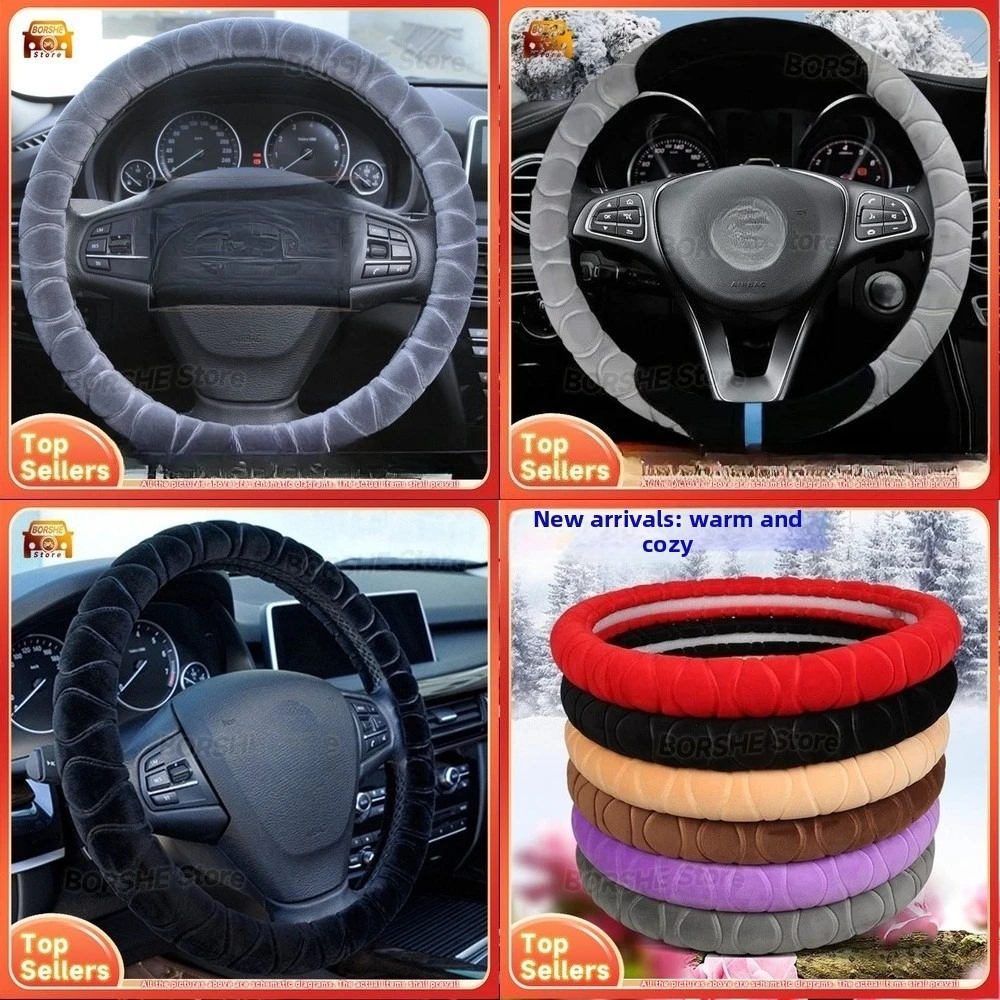 

2026 Suitable for Universal Car Models Soft Short Pile Winter Steering Wheel Cover Warm Anti Slip Fleece Protection for Cars