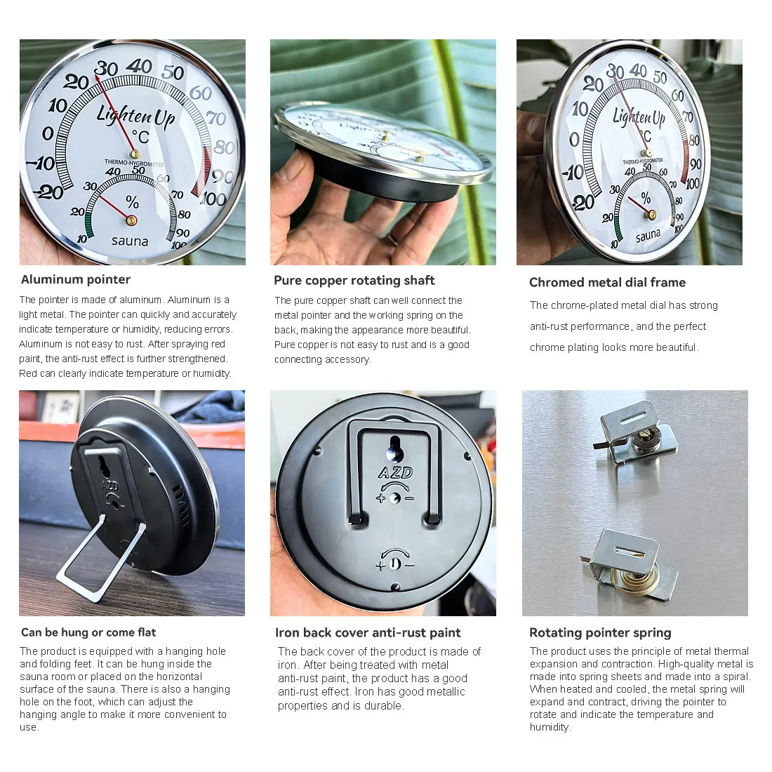 Sauna Hygrometer Metall-Fall Bad Outdoor-Verwendet Innen Und Dampf