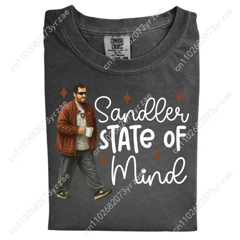 الرجعية التي شيرت ساندلر حالة العقل رجل امرأة عالية الجودة خمر تي شيرت القطن قصير الأكمام موضة المحملة لينة تنفس القمم