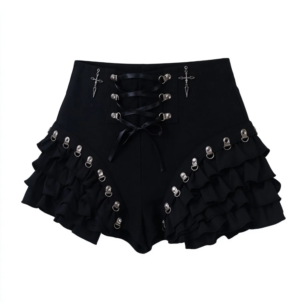 Gothic Y2K Harajuku Bandage Shorts Women Cyberpunk Emo Grunge Alt Streetwear Edgy Aesthetic Punk 2000s Aesthetic Casual Bottoms