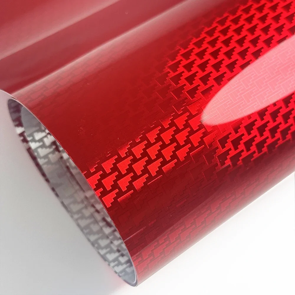 High Glossy Red Aircraft Pattern Plated Carbon Fiber Film Car Wrap Vinyl Sticker for Car Tuning Color Stickers Adhesive Decal