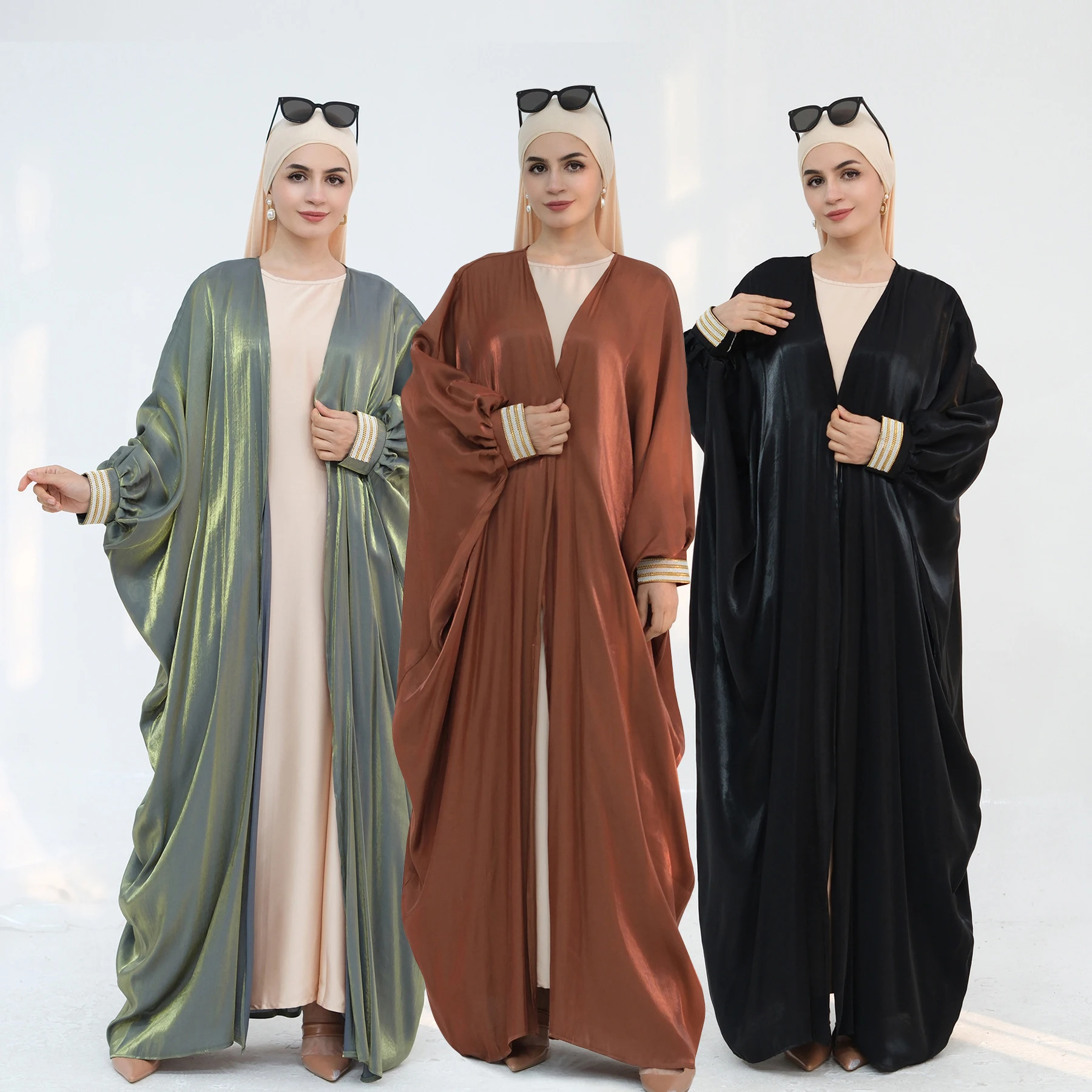 Eid Mubarak Djellaba Open Abayas for Women Dubai Muslim Dress Turkey Kaftan Kimono Cardigan Kebaya Ramadan Islam Jalabiya Robe