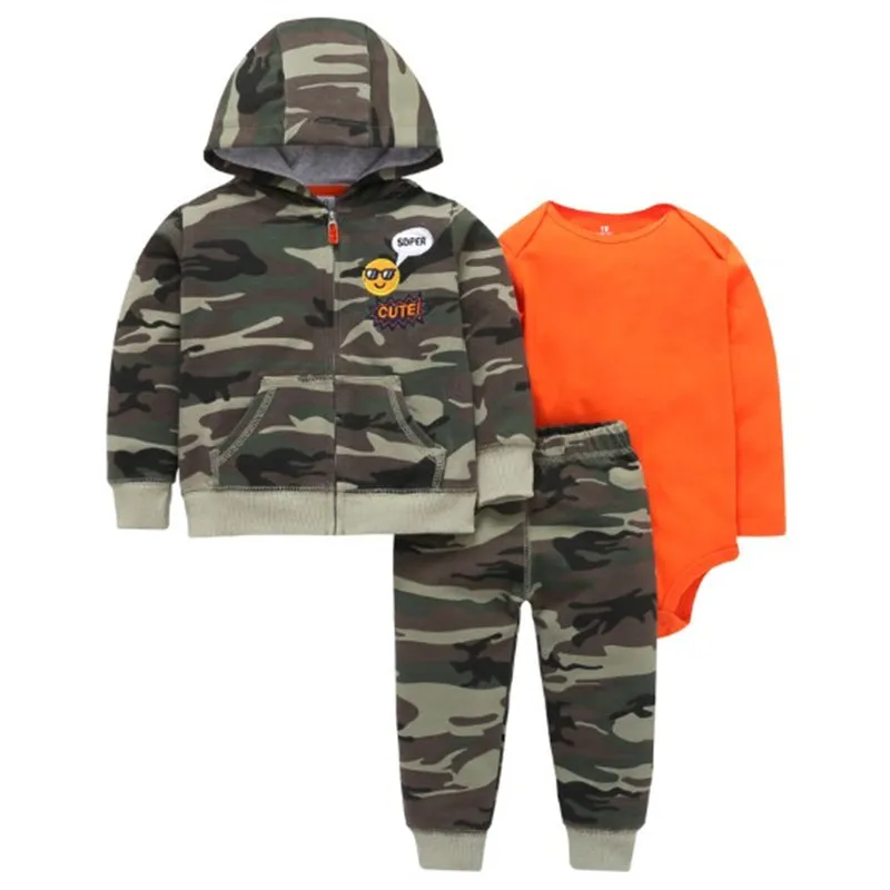 Babys 3pcs/sets Boys Casual Jacket Cotton Coat Girls Bodysuits Sports Trousers Long Pants