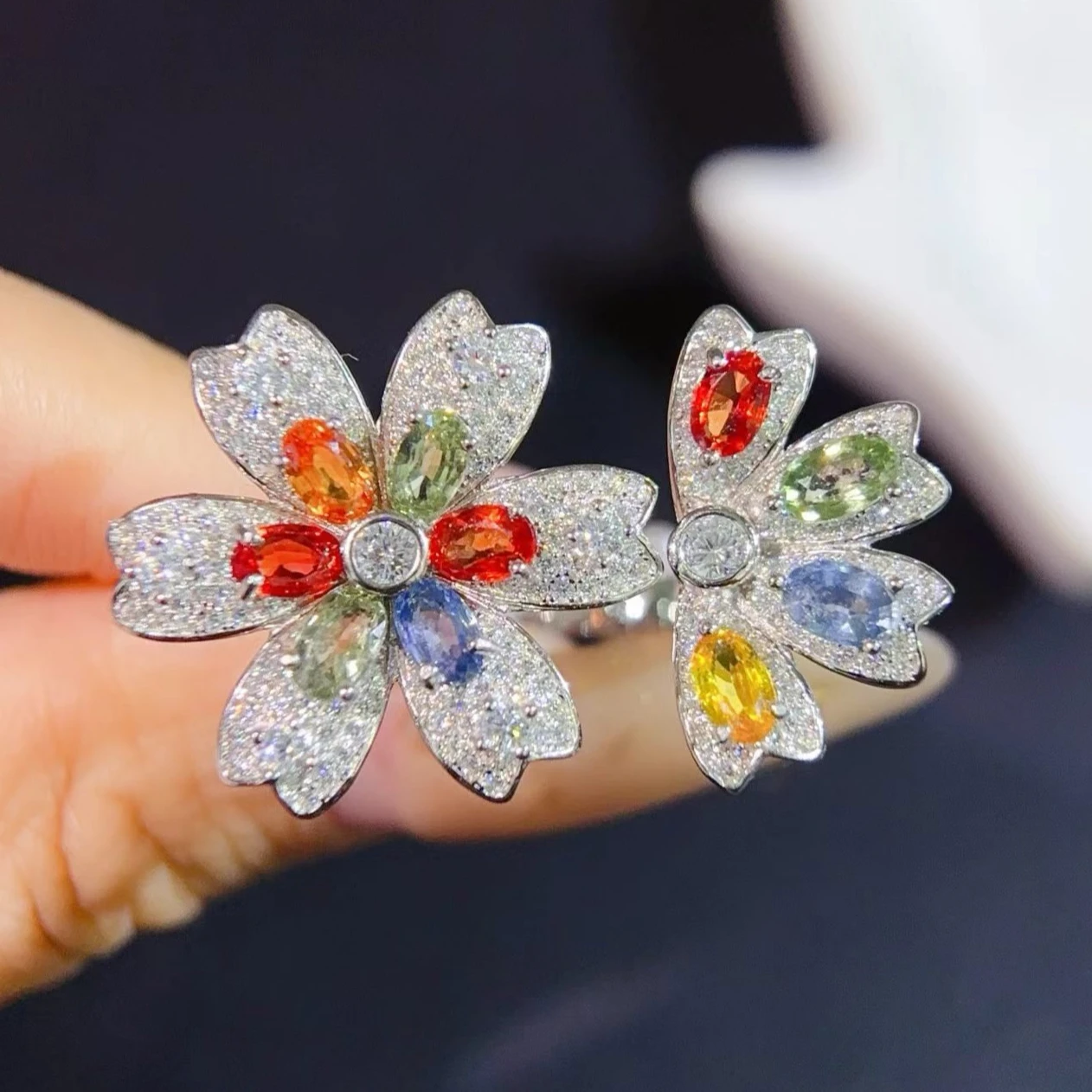 

Luxury Genuine Sapphire Ring 3mm*5mm Natural Sapphire Silver Ring with Certificate Real 925 Silver Jewelry Gift for Women