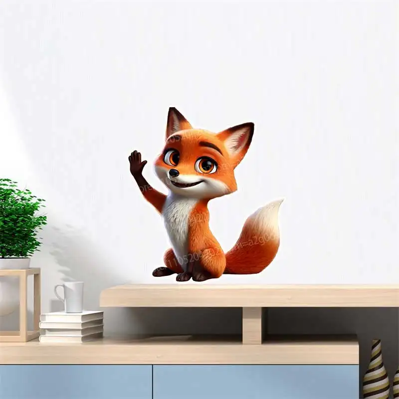 Hello Red Fox Cute Kangaroo Wall Sticker - Living Room Children's Bedroom Art Decorative Decal for Background AA76