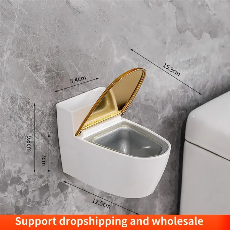 

AA86 Wall Mounted Ashtray Storage Rack Toilet Shape Wall Ashtray Punch-Free Household Bathroom Accessories
