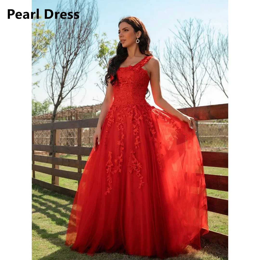 

Pearl Applique Elegant Party Dresses Woman Embroidered Lace Custom Made Dresses for Special Occasions Wedding Dress Line A Prom