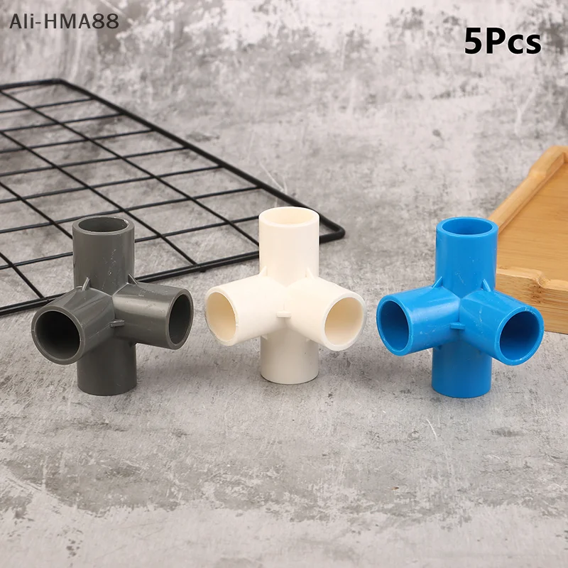 

5pcs Inner Diameter 20mm 4-Way Connector PVC Pipe Irrigation Fish Tank Aquarium Drain Adapter White/Blue/Grey