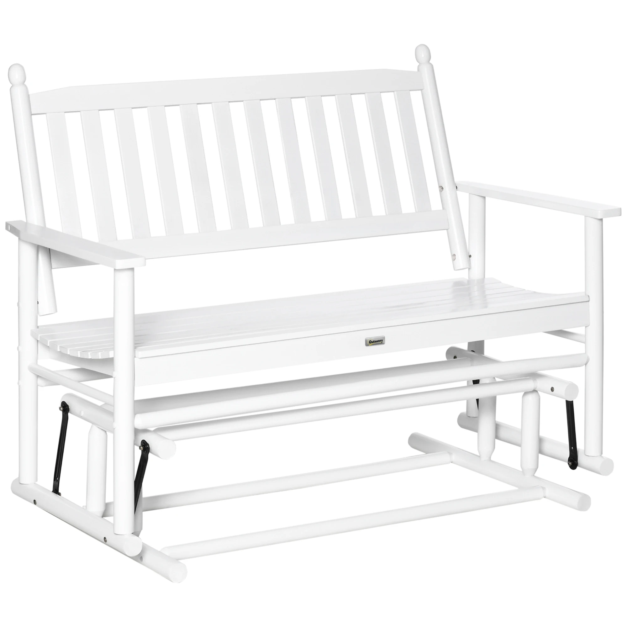 Outsunny Garden rocking bench 2 seats wooden rocker with armrest backrest slats load 250 kg 125x68,5x102cm