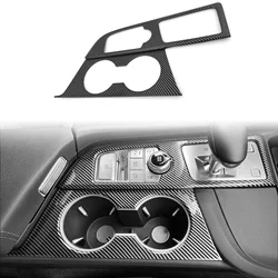 Car Interior Carbon Fiber Central Control Panel Gear Box Water Cup Frame Cover Trim For Genesis G70 2017-2022 Left Hand Drive