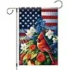 Patriotic Garden Flag 12X18 Inch Double Sided American Flag Cardinal Bird Floral Yard Decoration Seasonal Outdoor Banner for jjp