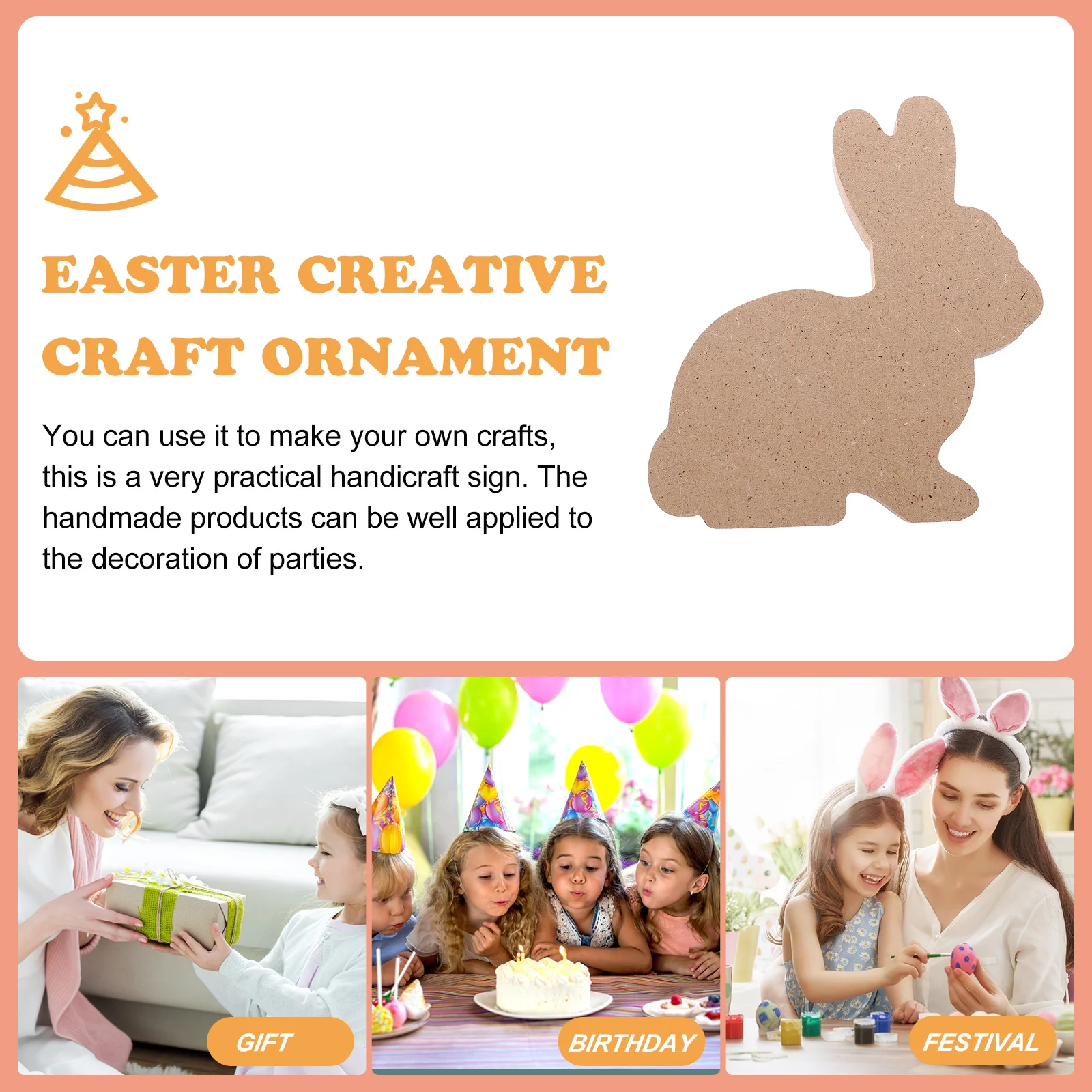 DIY Wood Wooden Craft nament Sign Wooden Craft nament Easter Bunny Shape Decor Kids Painting Models H made Party Supplies