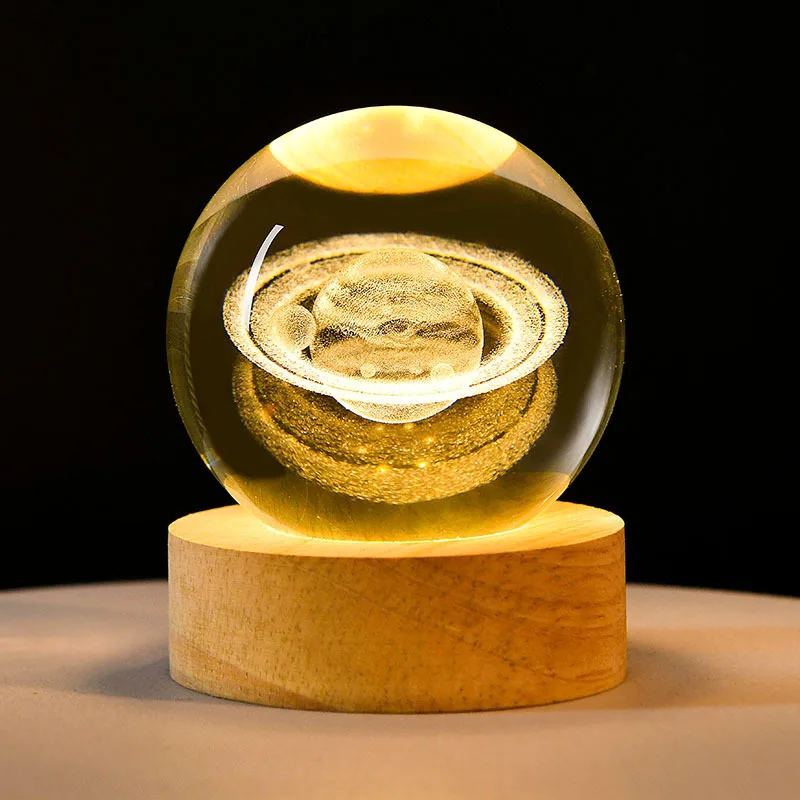 2025 New 3D Crystal Ball LED Night Light Heartfelt Gift For Couples Friends Bedside Table Decor Glowing Luminous Creative Design