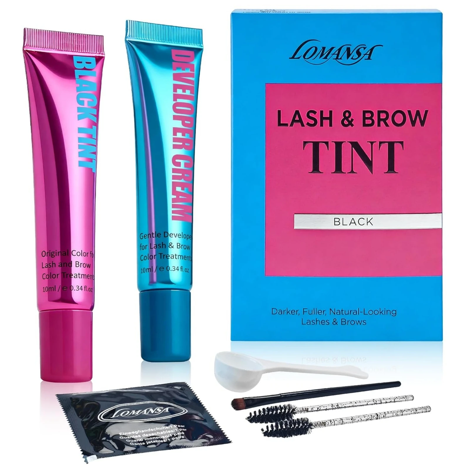 LOMANSA 10ml Wimpernfarbe Wimpern- und Augenbrauen-Färbeset Langanhaltend Wasserfest Schnelles Wimpernfärbeset Verstärker Einfaches Färbeset Make-up-Tools Großzügige Tube (Schwarz)