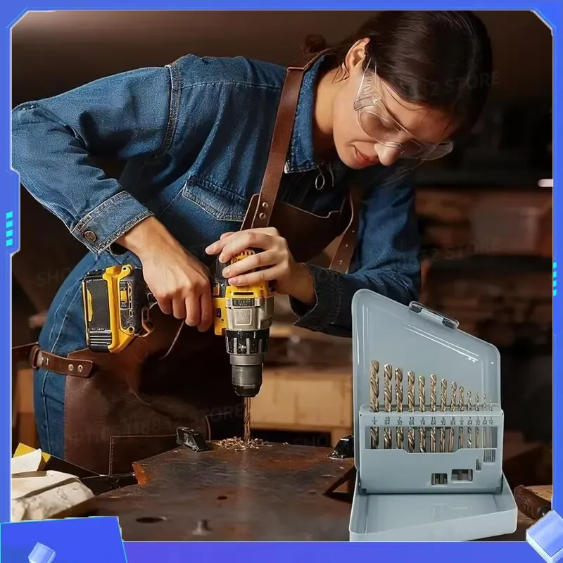 for ABHU Cobalt Left Hand Drill Bit Set 13Pcs M35 High Speed Steel 1/16 to 1/4 Inch for Hardened Metal and Stainless Steel