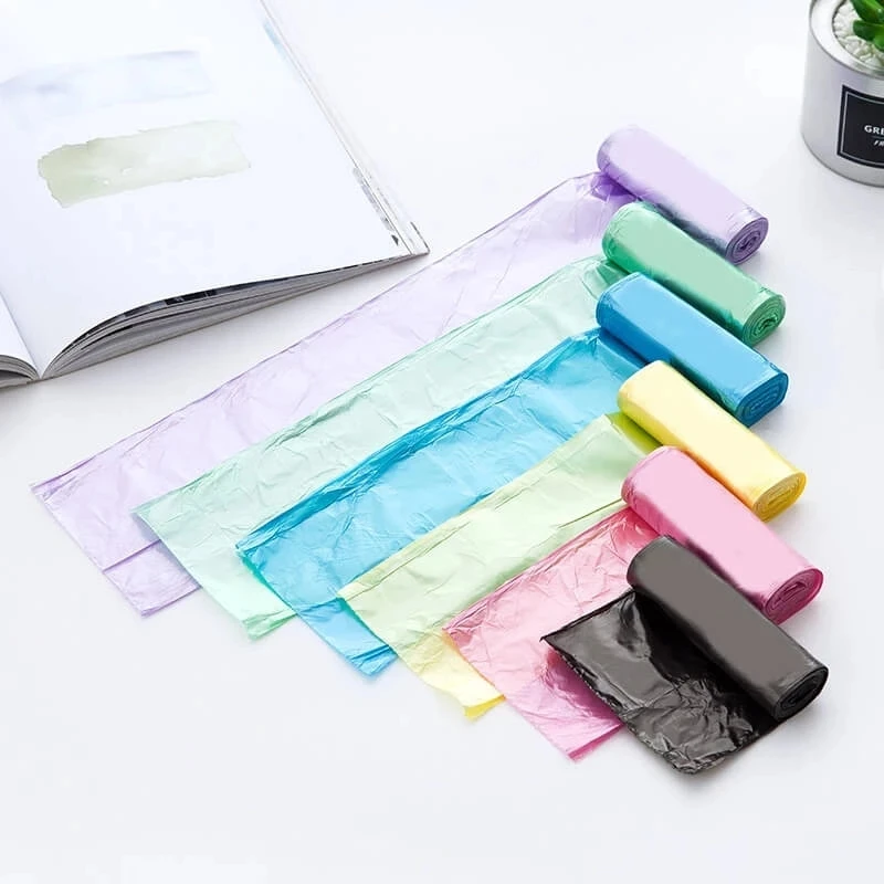 100pcs Mixed Color Disposable Trash Can Bags Thicken Flat Mouth Kitchen Storage Garbage Bags Biodegradable Cleaning Storage Bag