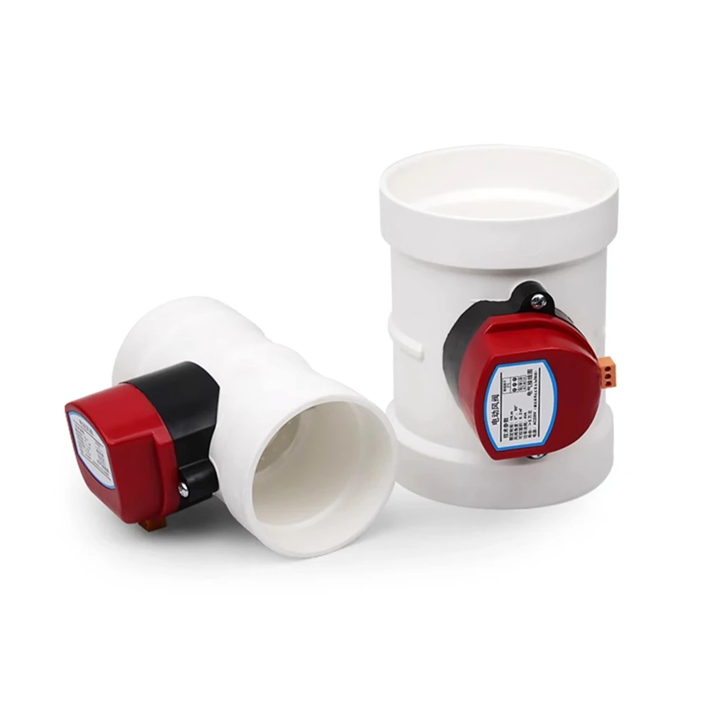 220V PVC Plastic HAVC Electric Damper Check Valve 75/110/160/200mm Air Duct Volume Control Valves