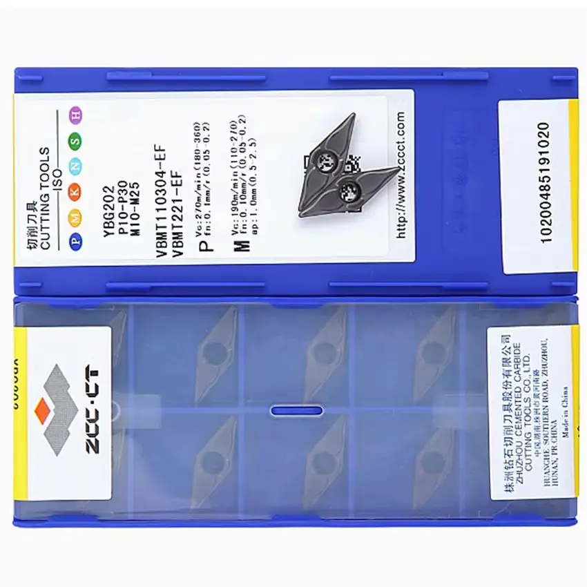 VBMT110302-EF YBG202/VBMT110304-EF YBG202/VBMT110308-EF YBG202 ZCC.CT CNC blade carbide inserts turning tools inserts 10pcs/box