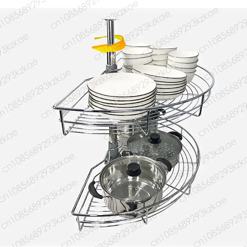 

Cabinet corner basket 180 degree kitchen 270 degree basket stainless steel rotating double-layer rack