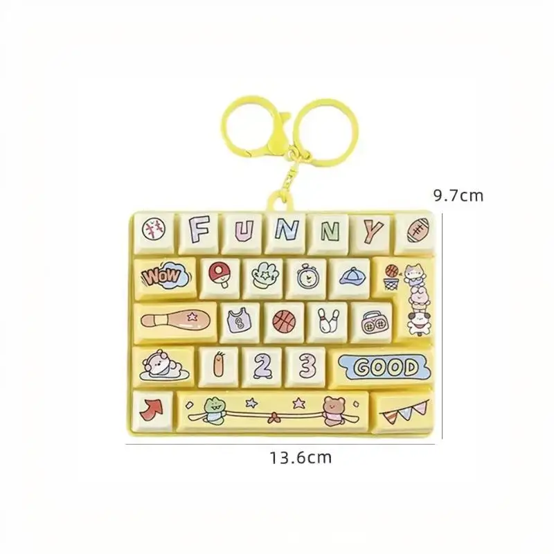 Cute Silicone Decompression Toy 26 Key Push Button Fidget Toy Lightweight Bag Hanging Ornament for All Ages