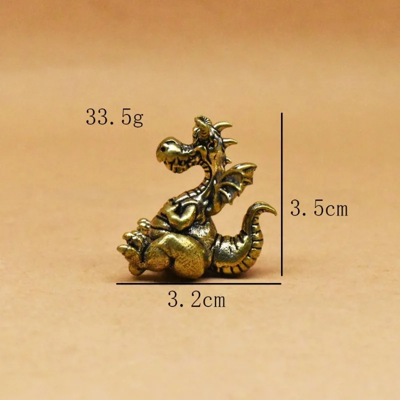1 PC Vintage Brass Rotund Dragon Figurine Mythical Creature Sculpture Companion Desk Special Decor DIY Bonsai Landscape Ornament