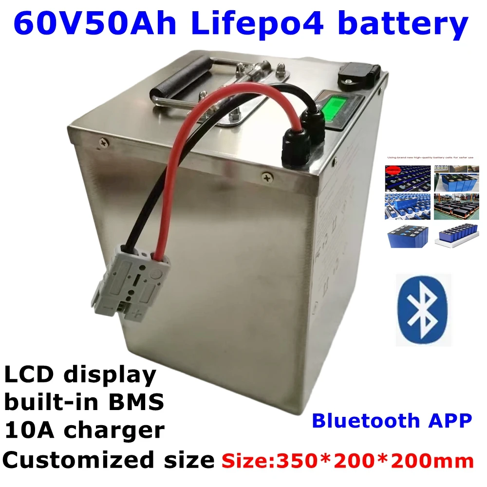 60V 40AH lifepo4 batterie BMS 80A 3500w 4800W lithium batBR pour scooter Onduleur EV vélo Touring voiture caravane + charger 10A