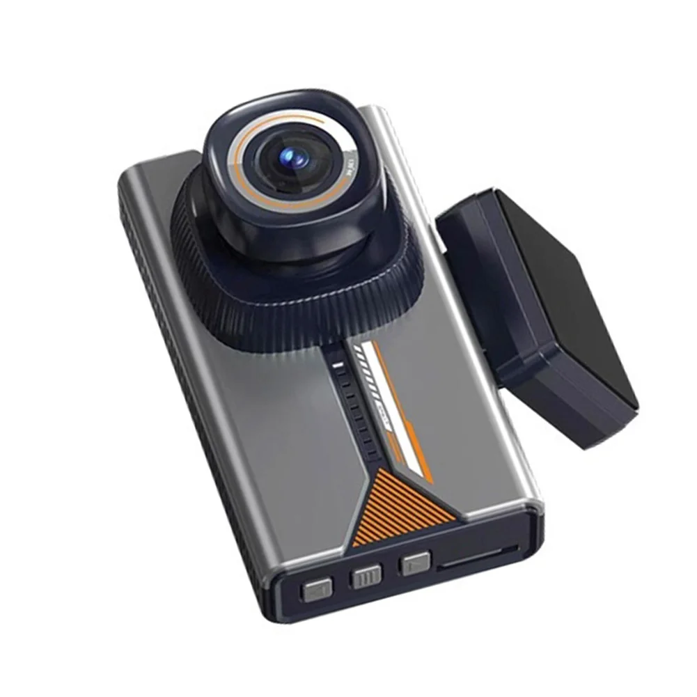 For SUVs 4K 4K Dashcam For Parking Monitoring Black with Silver orange Accents Front And Rear Recording Camera