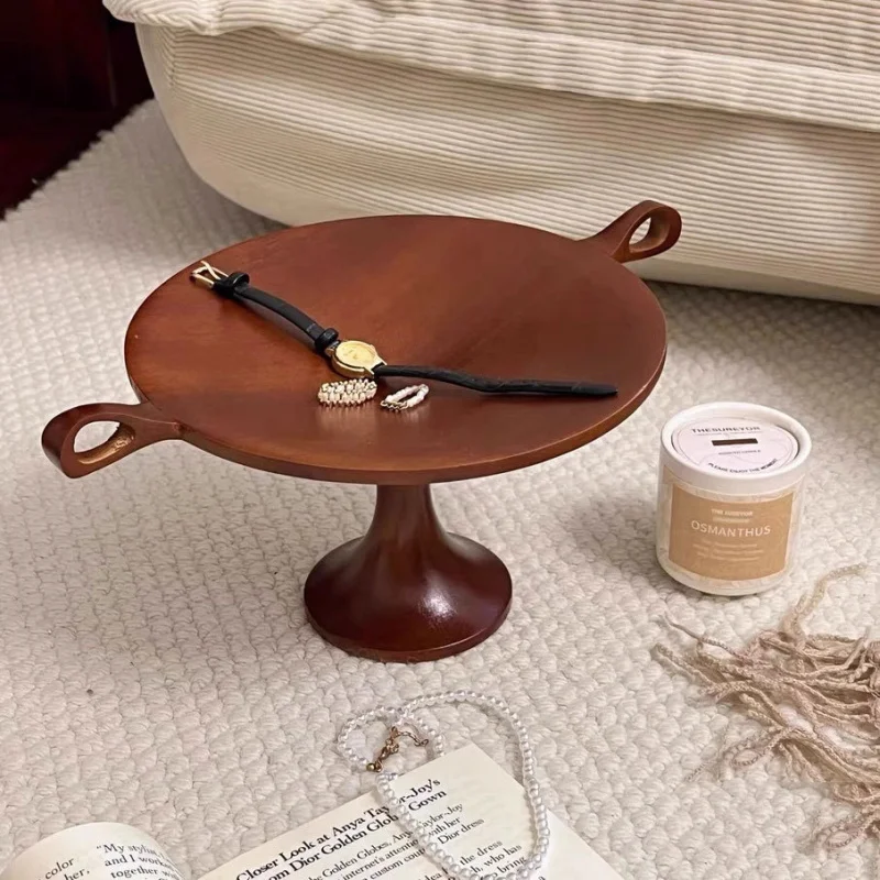 

Vintage Chinese Style Ear - shaped High - footed Fruit Tray, Desktop Decorative Ornament Imitation Wood Storage Organizing Tray