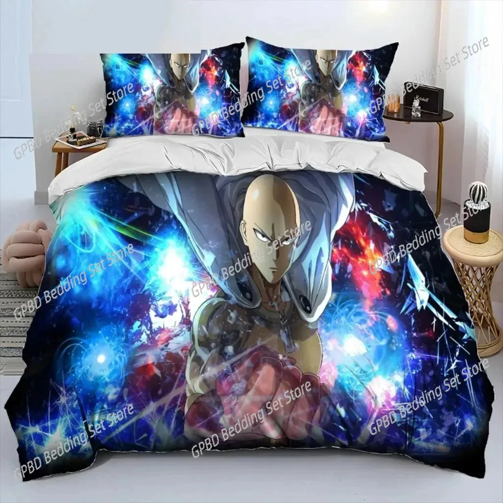 3D Print Anime One-Punch Man Saitama Bedding Set Double Twin King Duvet Cover Comforter Pillowcase Boys Girls Adults Bedroom