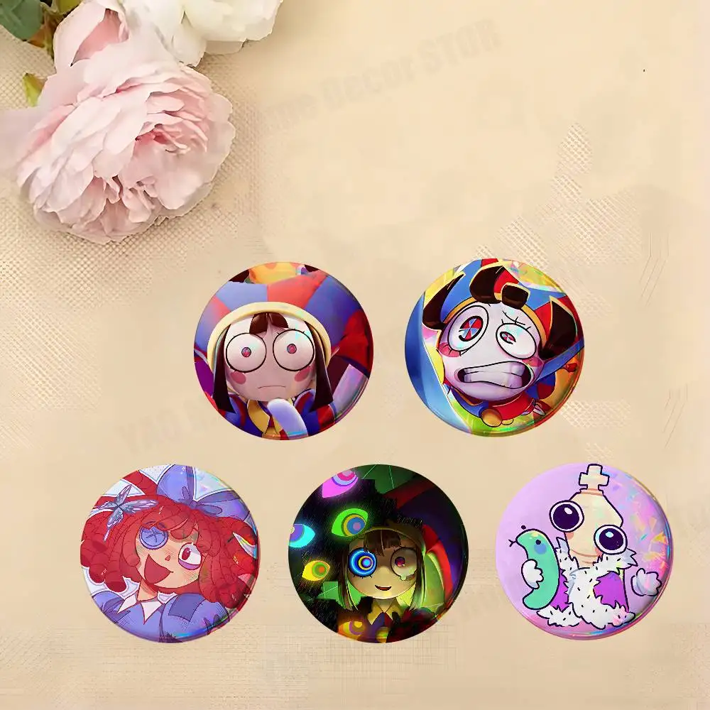 Jax Pomni D-Digital C-Circu Brooches Cartoon Enamel Pins Round Creative Badge for Backpack Accessories Gifts