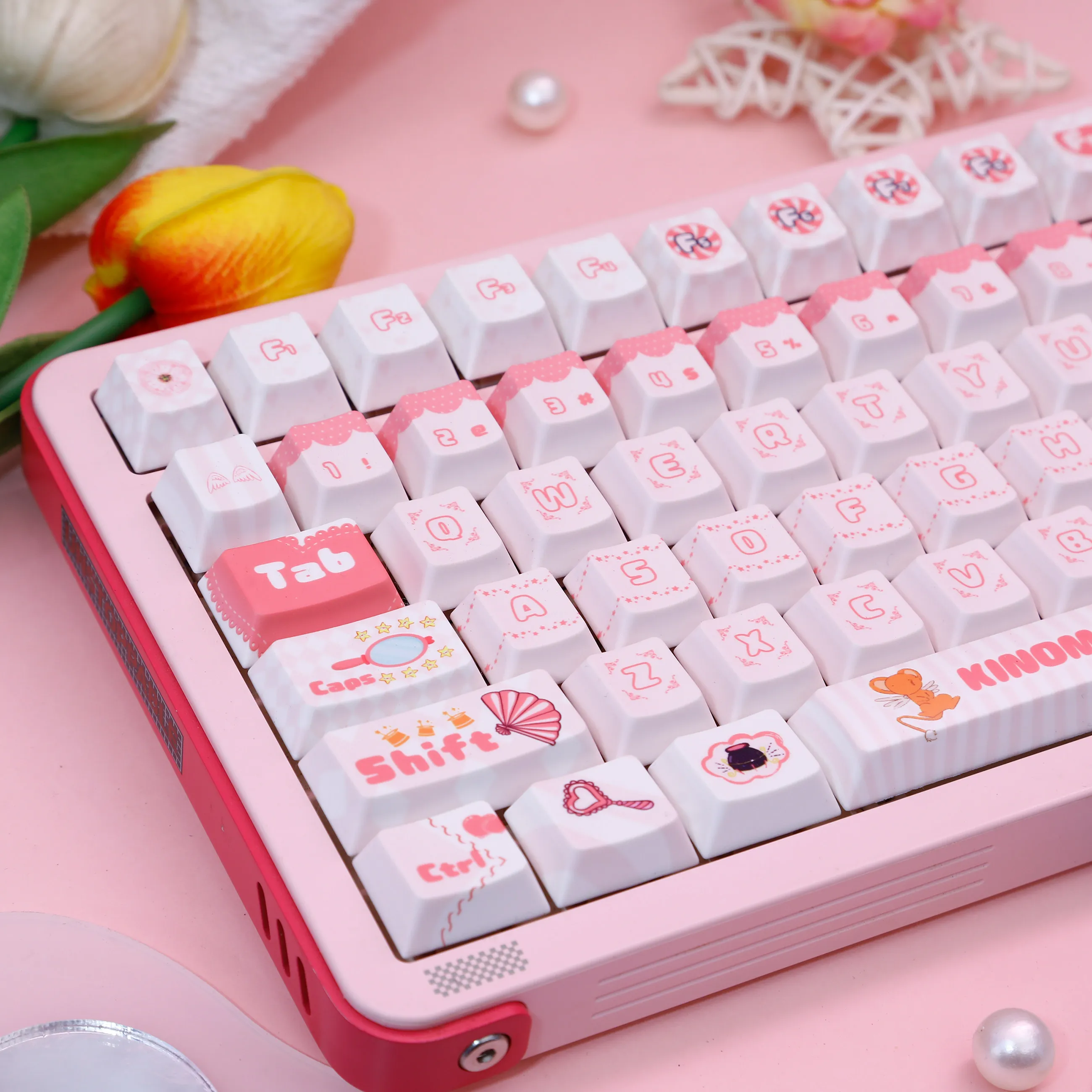 120 Keys ‌Anime カードキャプターさくらCute Girl Keycaps CCS Keycap Sakura Girl PBT DYE-Sub Cherry Profile for Aula Made68 Mad68 Wooting60