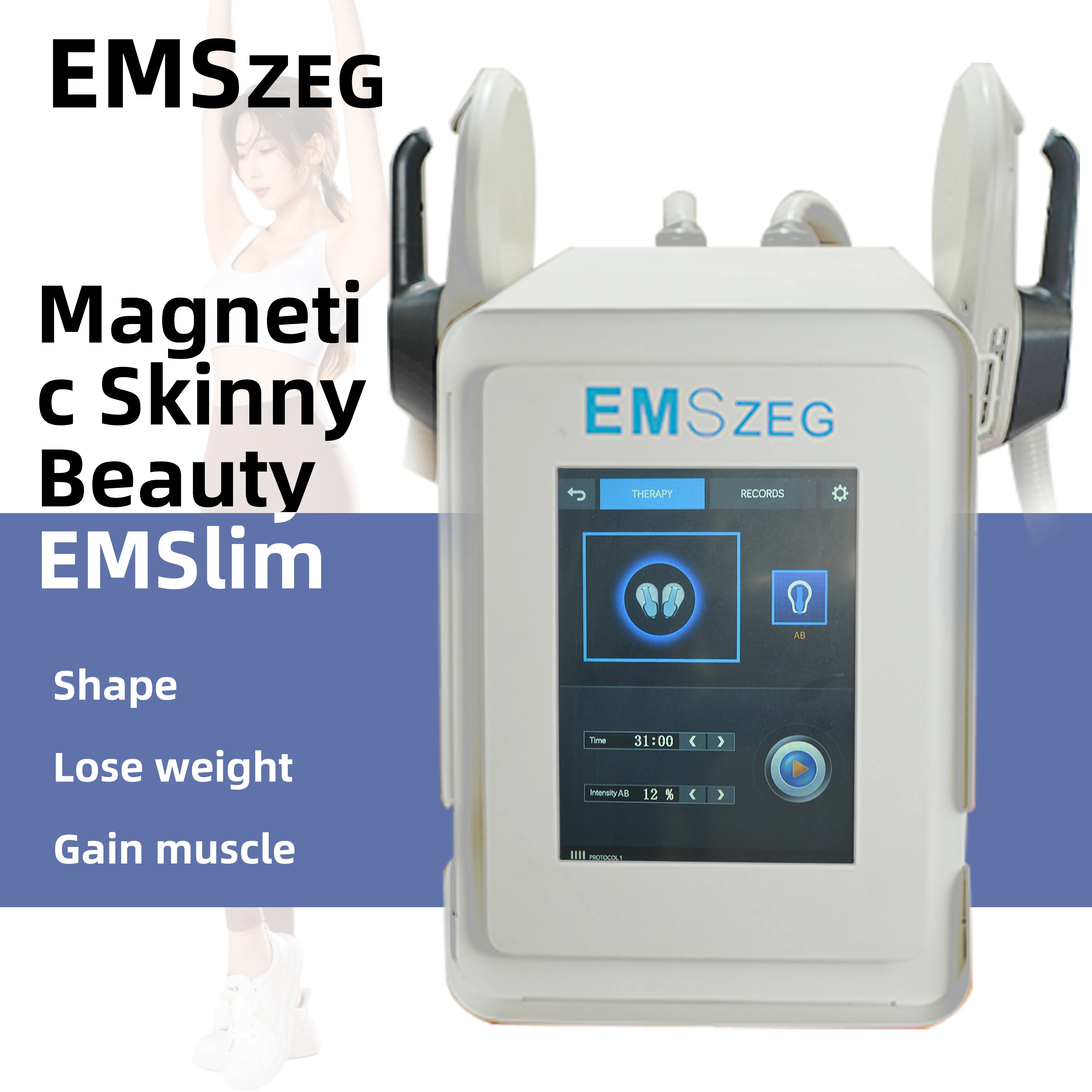 EMSZEG Magnetic Slimming Desktop Device with 2 Handles - Anti-Wrinkle, Anti-Aging, Skin Tightening, Body Contouring, Detox