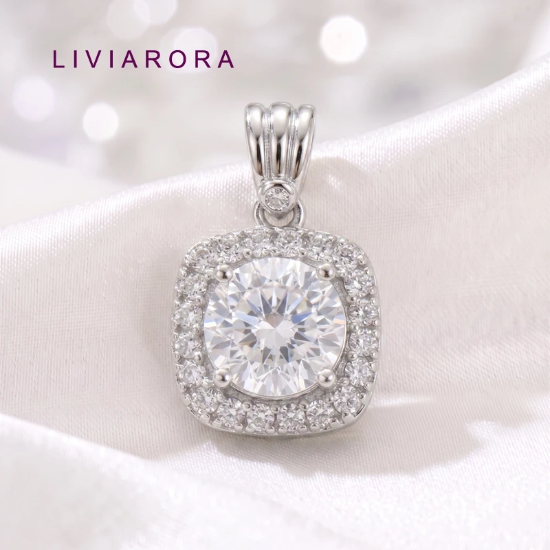 1/2/4Pcs Rhodium Plated Brass Round Halo Pendant Inlaid Zircon Cushion Square Shape Dainty Charm For Jewelry Making Supplies