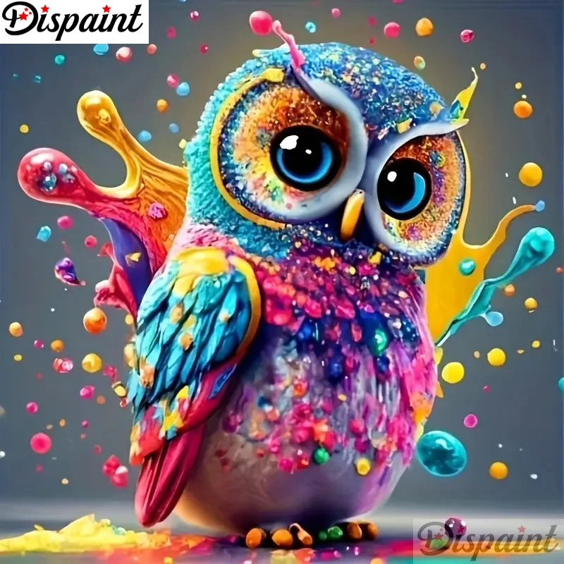Dispaint 5D-Diamantgemälde voller Bohrer, Diamant-Stickerei, „Tier-Eule“, Bild von Strass, handgefertigte Heimdekoration