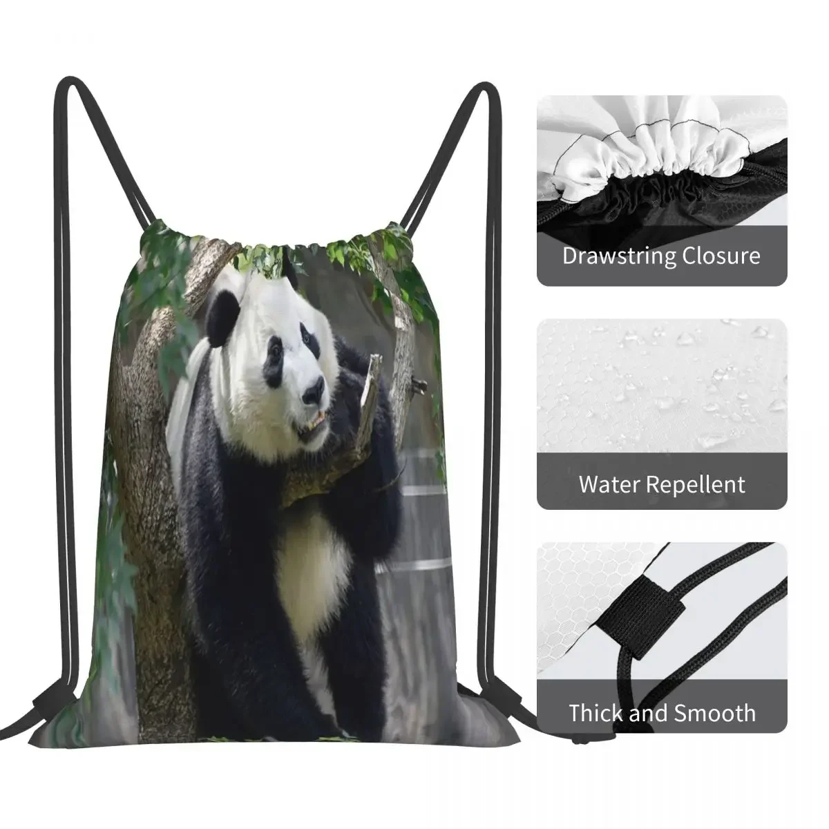 Giant Panda Bei Bei At The National Zoo Backpacks Drawstring Bags Drawstring Bundle Pocket Storage Bag BookBag For Man Woman