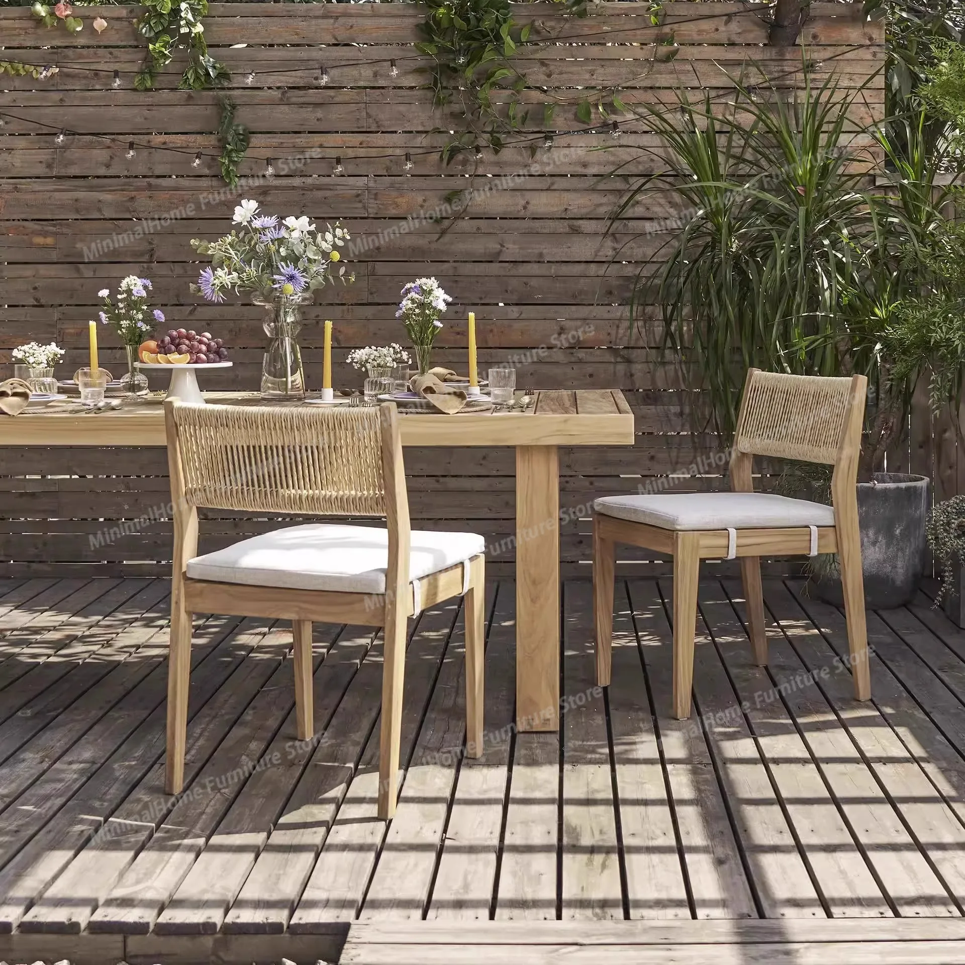 

Outdoor Anti-corrosion Garden Chairs Terrace Courtyard Lawn Modern Garden Chairs Hotel Wood Furniture Sedia Per Giardino MHSF