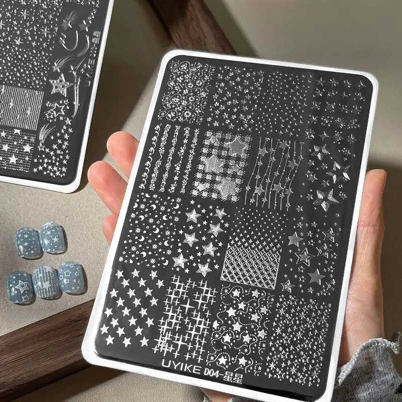 Cartoon Moon Stars Nail Stamping Plates Rectangle Template Stencils Nail Art Stamp Image Plate Manicure Nail Print Tools