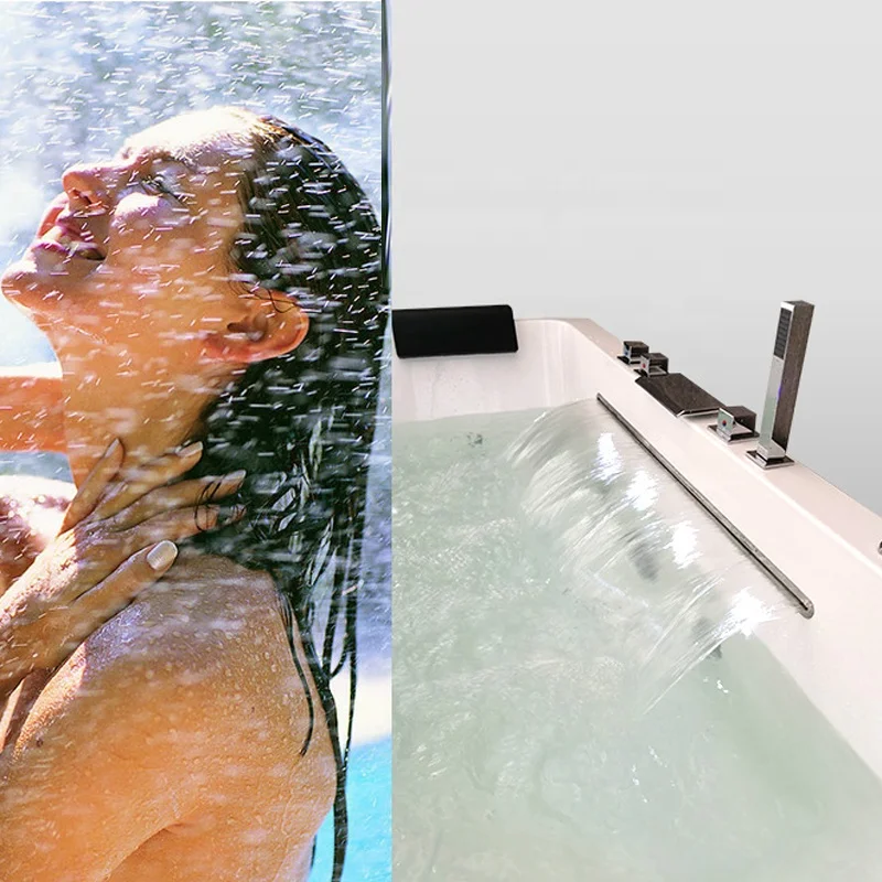 Whirlpool Massage Bath SPA Acrylic Big Bathtub Hotel LED Jet Massage 2 Person Sided Skirt Bath Indoor Hot Tub