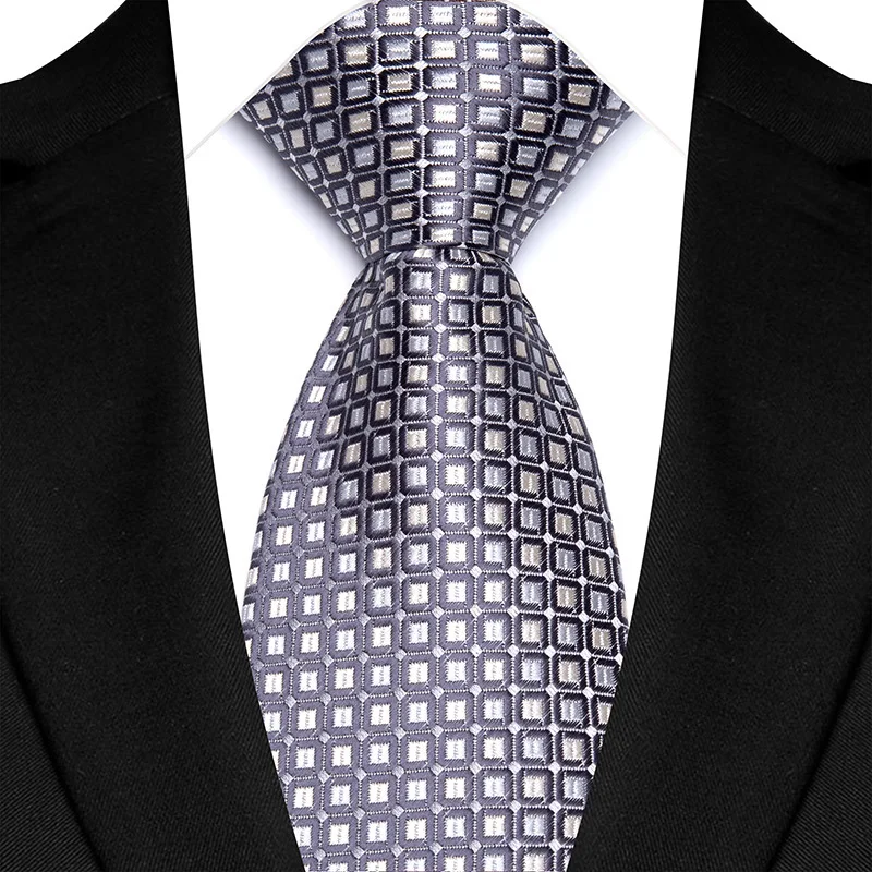 New White Beige Color Jacquard Men\'s Neckties 8CM Paisley Striped Dots Business Formal Neck Ties Wedding Party Suit Cravat Gift