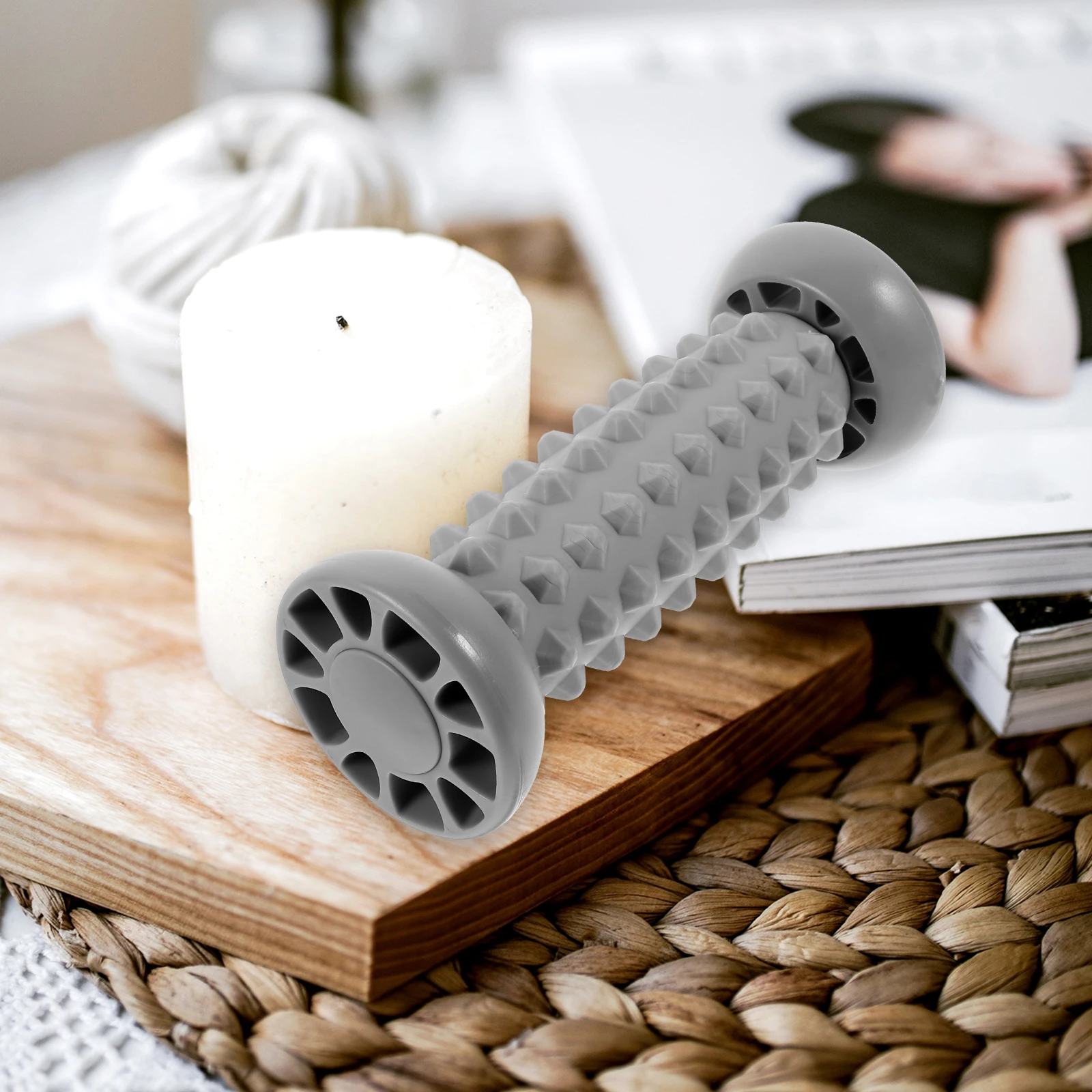 

Foot Leg Muscle Massager Roller Grey Compact Portable for Sports Multi-Use Massage Tool at Home Office Yoga