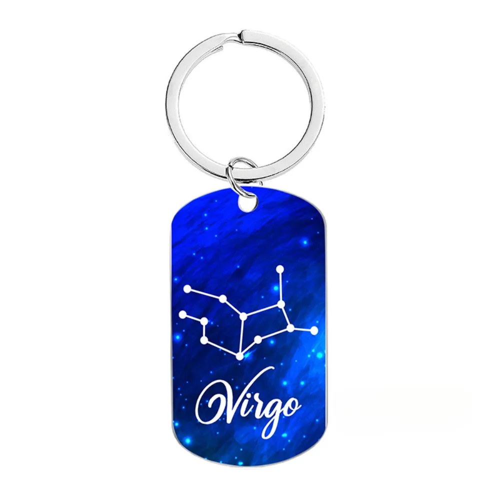 Nouveau texte personnalisé nom métal acier inoxydable porte-clés voiture Moto Constellation porte-clés Moto pendentif porte-clés anneau cadeau