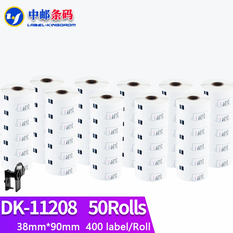 

50 Rolls Compatible DK-11208 Label 38*90mm Die Cut Work for Brother Printer White Paper DK11208 DK-1208