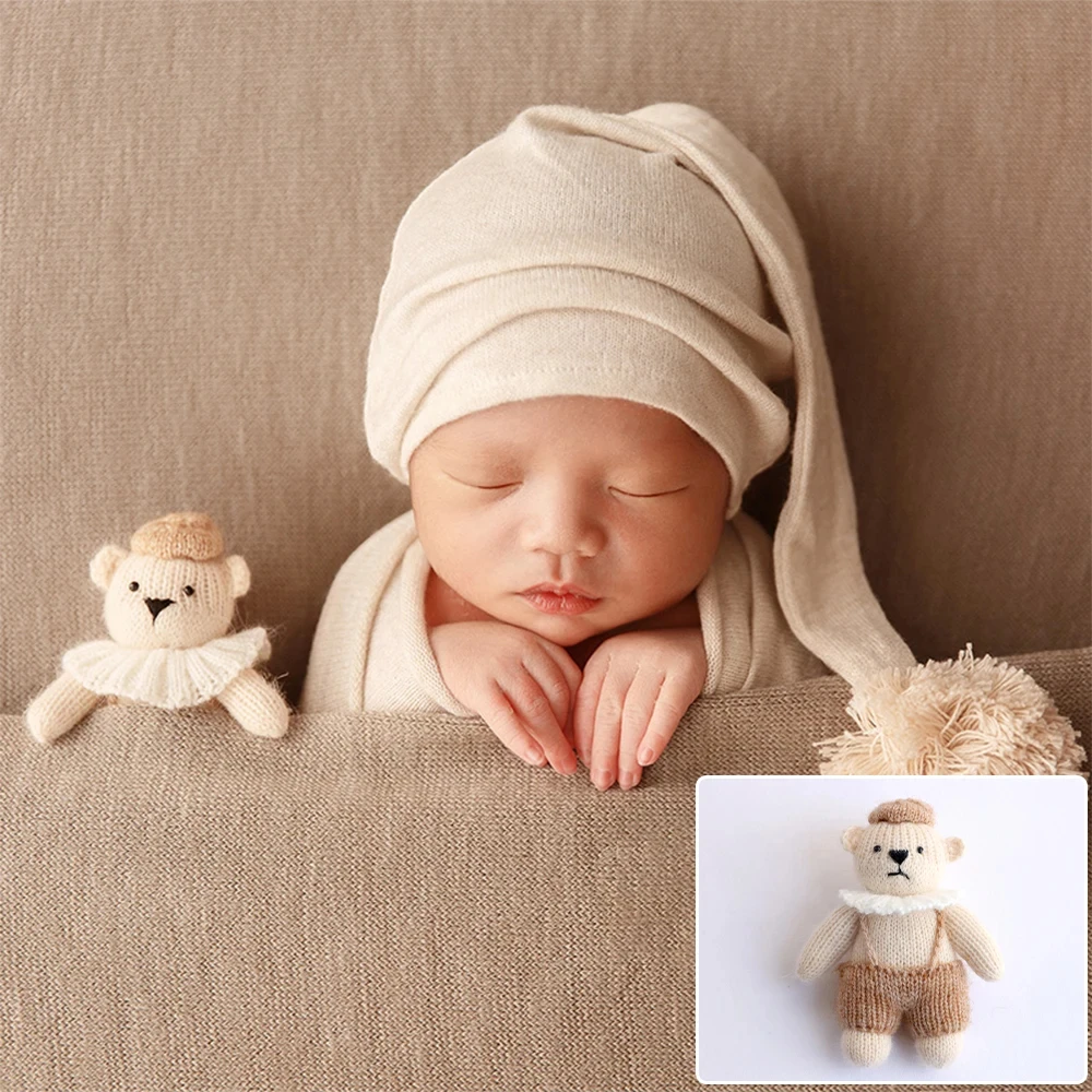 Newborn Photography Props Soft Seahorse Fur Bear Dolls Cartoon Rabbit Photoshoot Decoration Infant Studio Photo Accessories